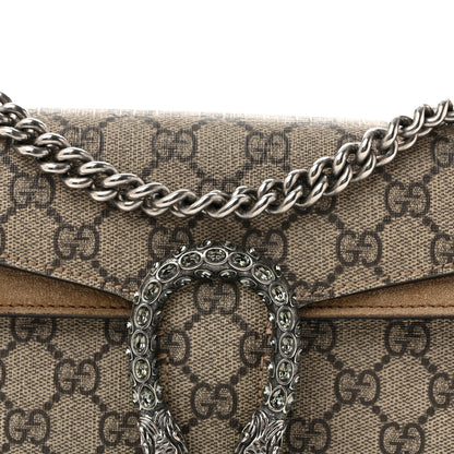 Gucci GG Supreme Monogram Suede Crystal Small Dionysus Shoulder Bag Beige Ebony Taupe 8 of 14