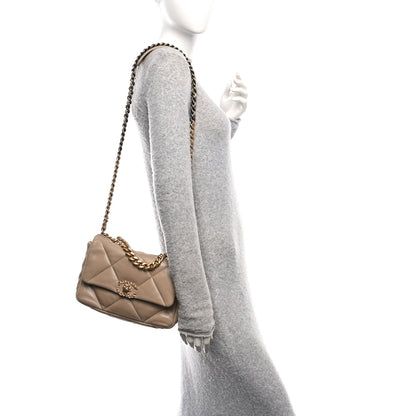 Chanel Lambskin Quilted Medium Chanel 19 Flap Dark Beige 2 of 10