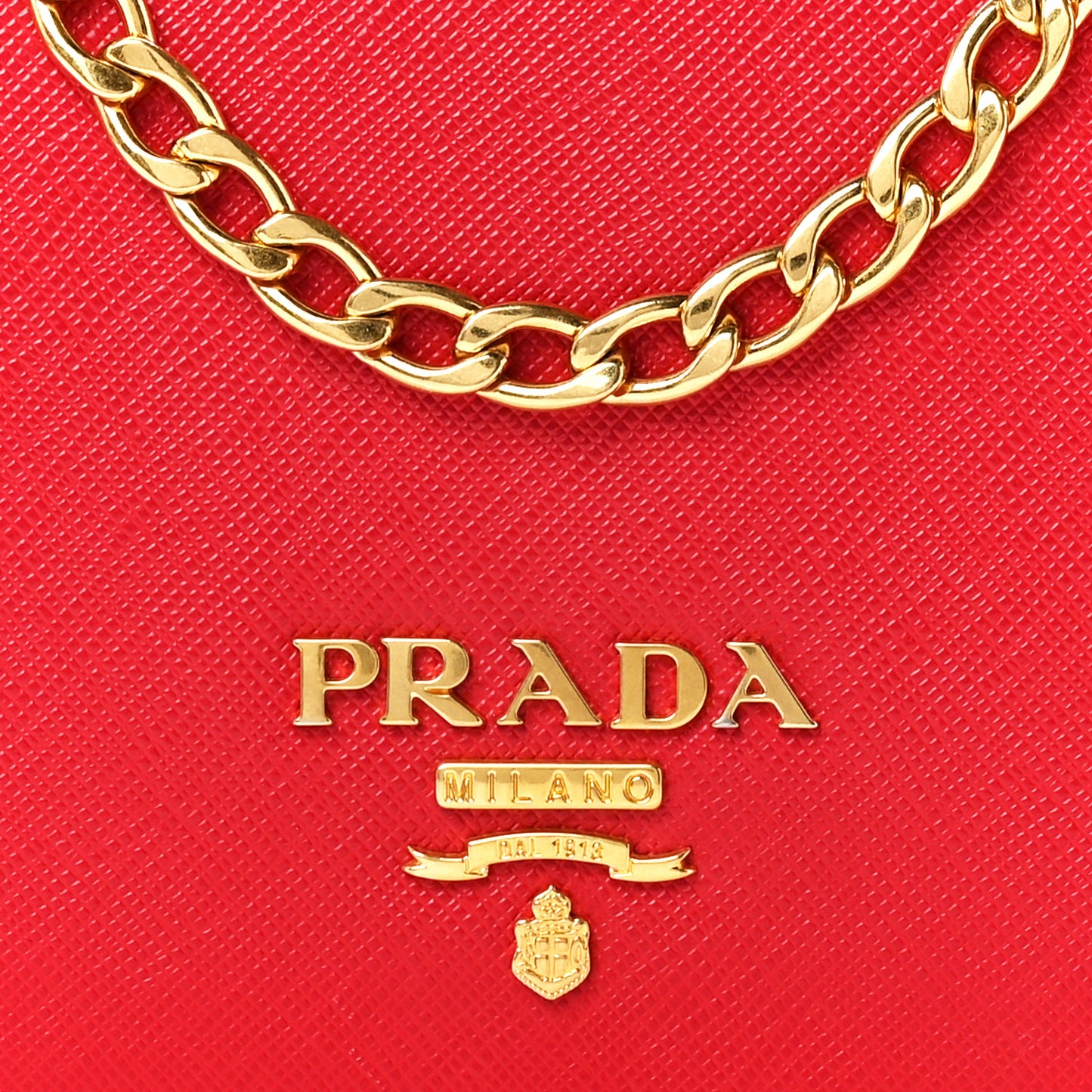 Saffiano Lux Chain Wallet Fuoco