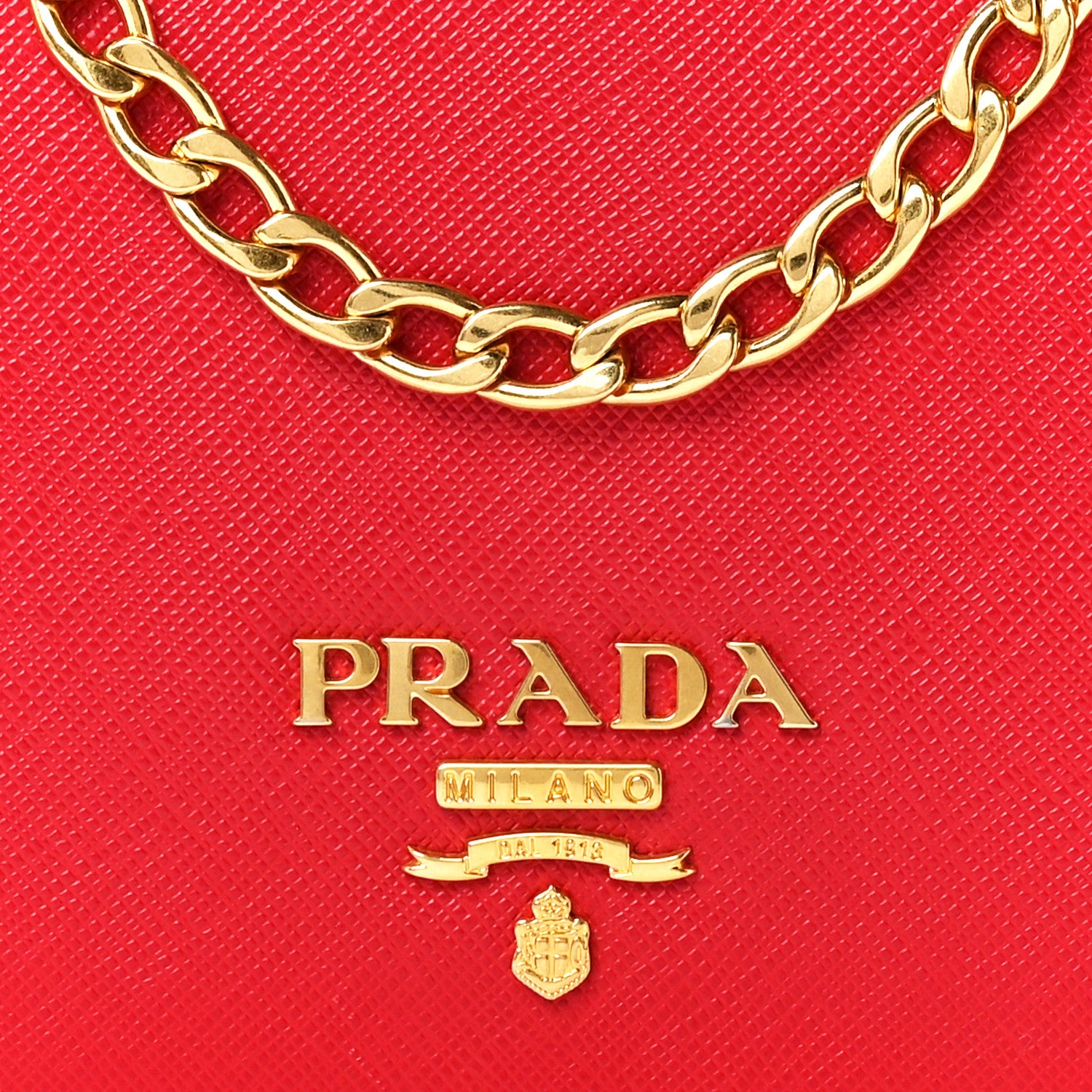 Prada Saffiano Lux Chain Wallet Fuoco 8 of 11