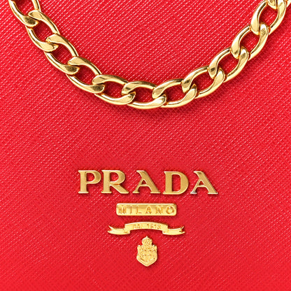Prada Saffiano Lux Chain Wallet Fuoco 8 of 11
