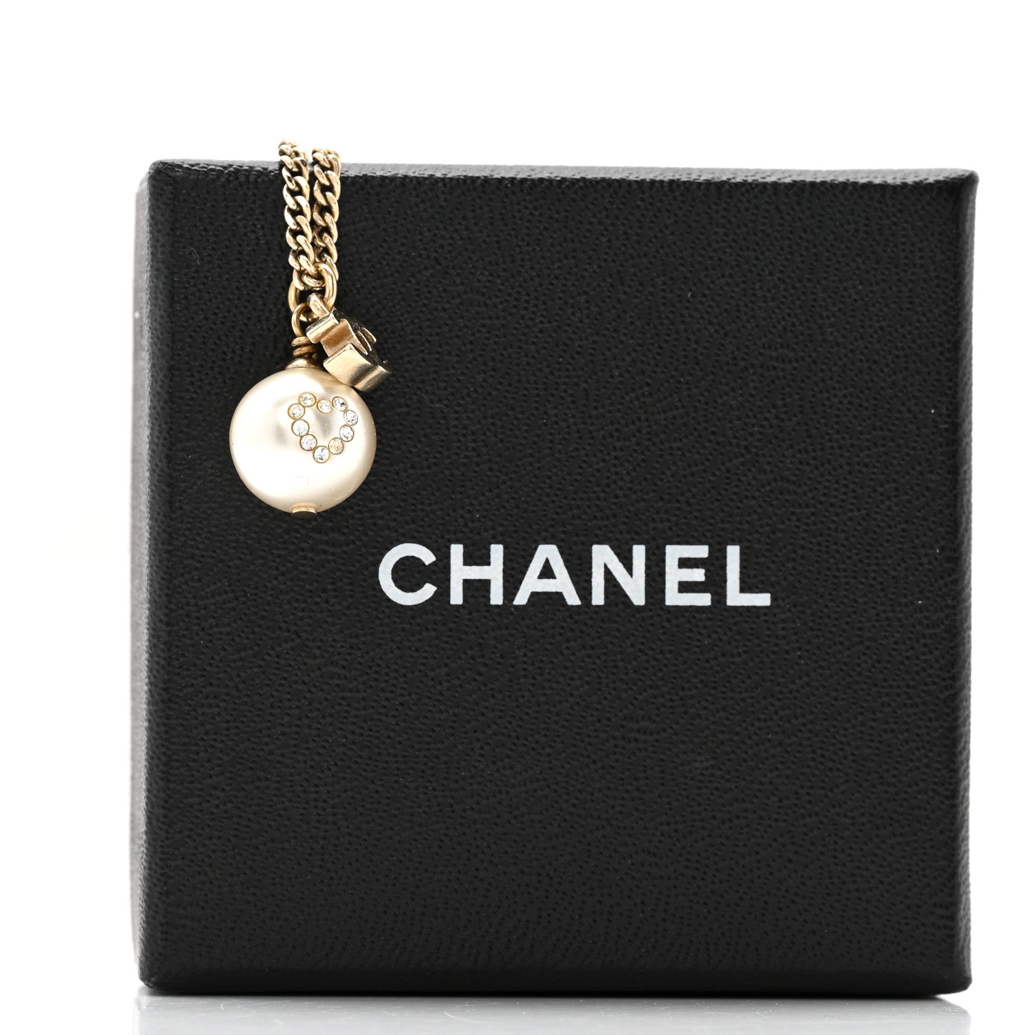 Chanel Pearl Crystal CC Heart Necklace Gold White 6 of 6