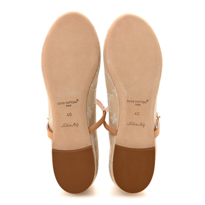 Louis Vuitton Denim Monogram Romy Flat Ballerinas 40 Greige 6 of 9