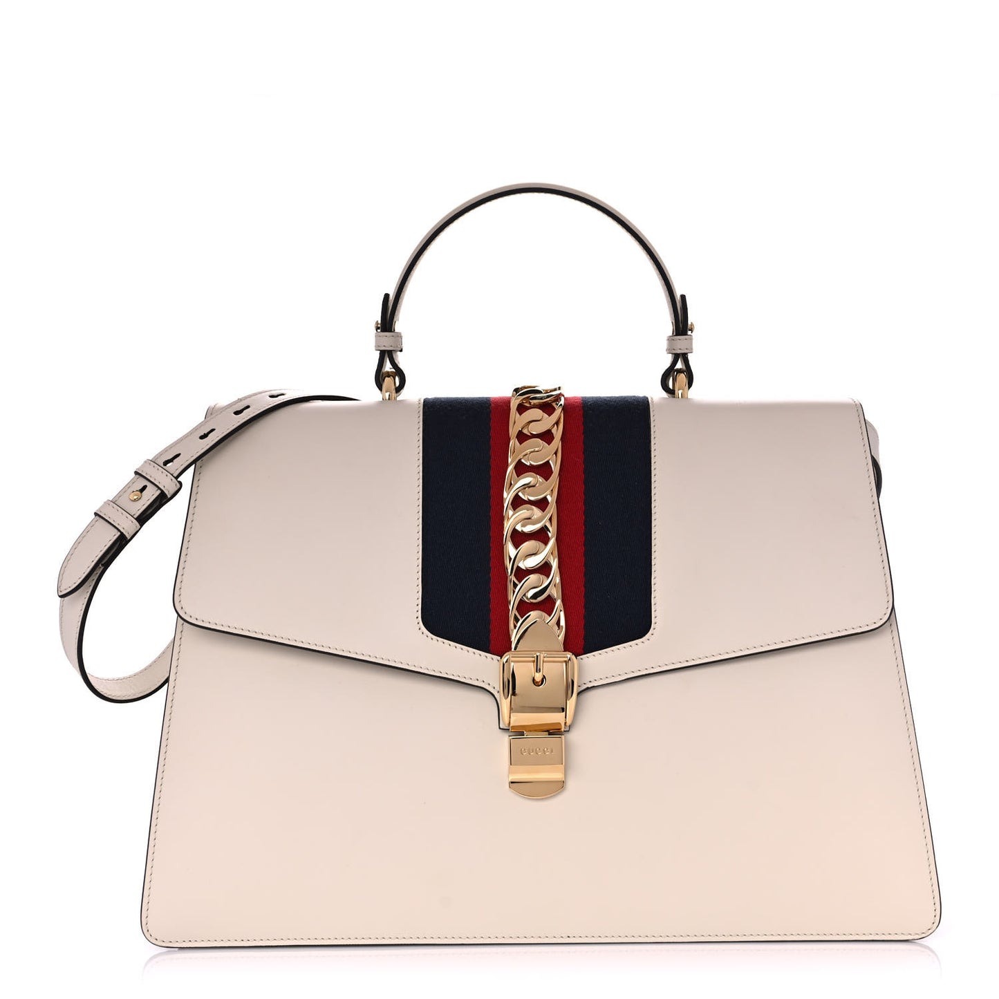 Calfskin Maxi Sylvie Top Handle Bag White