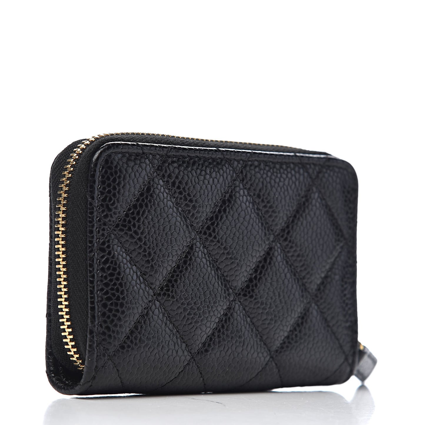 Caviar Quilted Zip Coin Purse Black