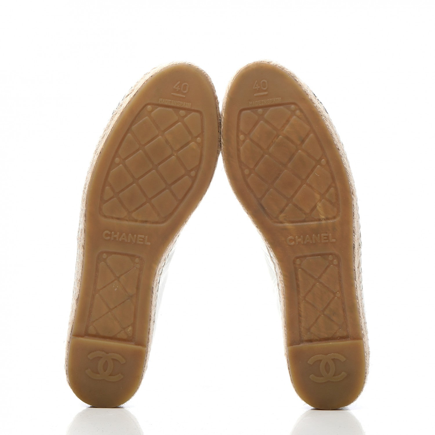 Chanel Patent Calfskin Crystal CC Espadrilles 40 White Black 5 of 8