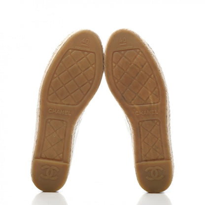 Chanel Patent Calfskin Crystal CC Espadrilles 40 White Black 5 of 8