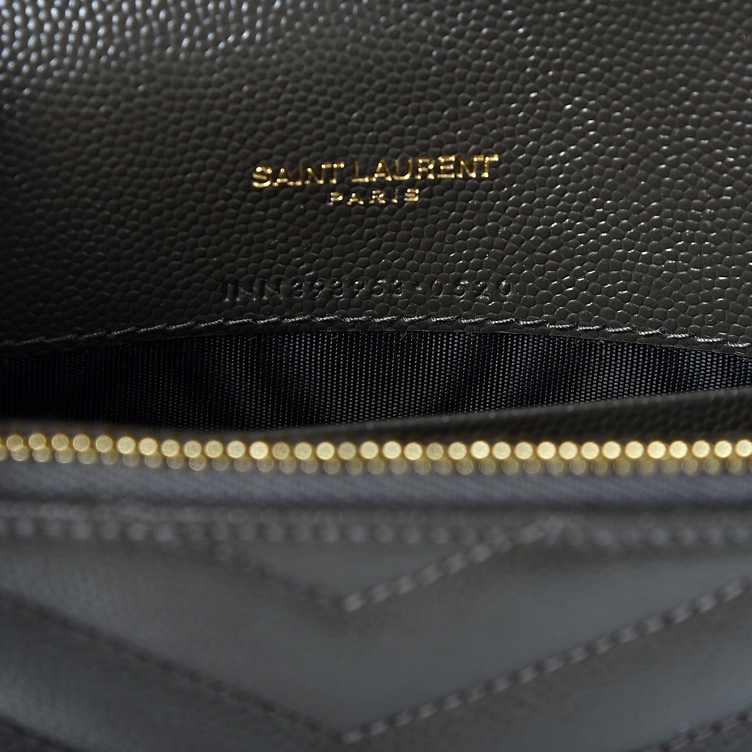 Saint Laurent Grain De Poudre Matelasse Chevron Monogram Envelope Chain Wallet Pebble 6 of 10