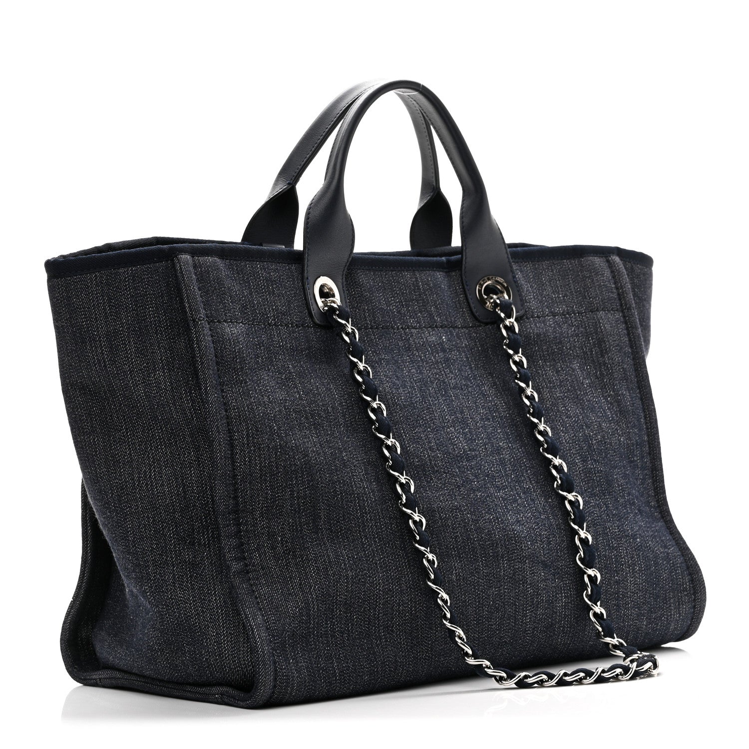 Chanel Denim Medium Deauville Tote Dark Blue 3 of 10