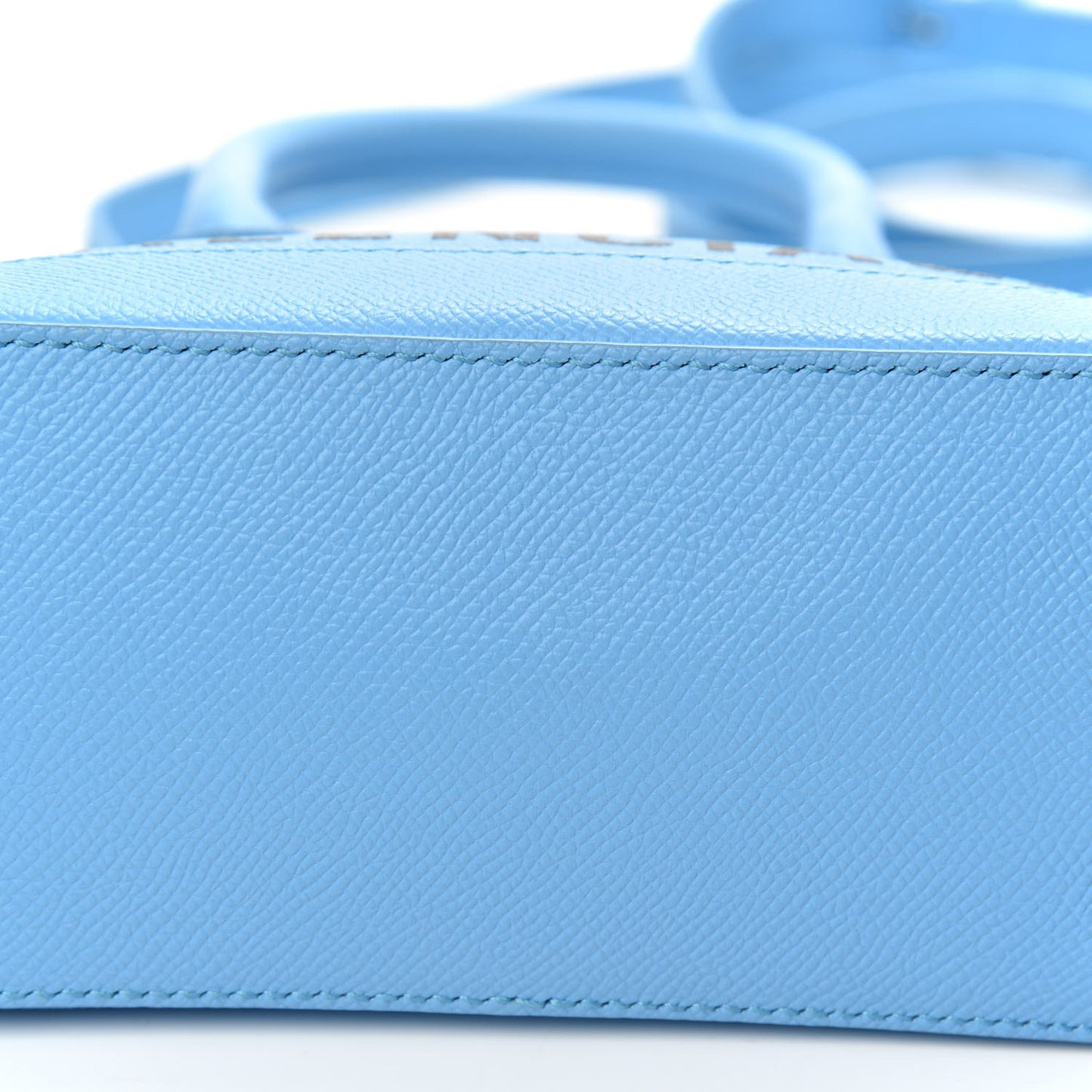 Signature Grained Calfskin Logo XXS Ville Top Handle Bag Baby Blue Black