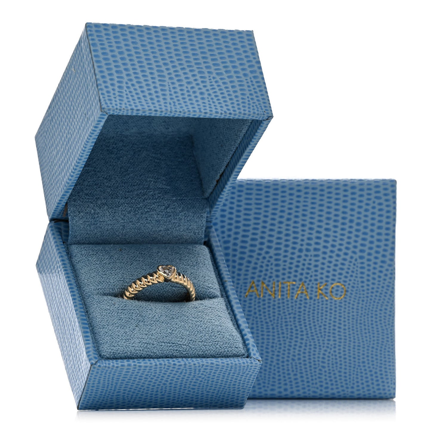 18K Yellow Gold Diamond Zoe Heart Thin Ring 54 7