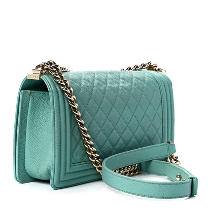 Chanel Caviar Quilted Medium Boy Flap Light Blue 3 of 11