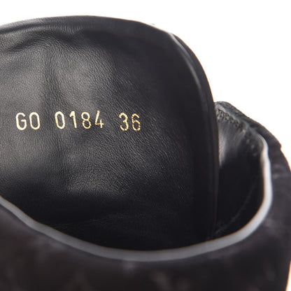 Louis Vuitton Calfskin Suede Monogram Cliff Top Wedge Sneakers 36 Black 7 of 8