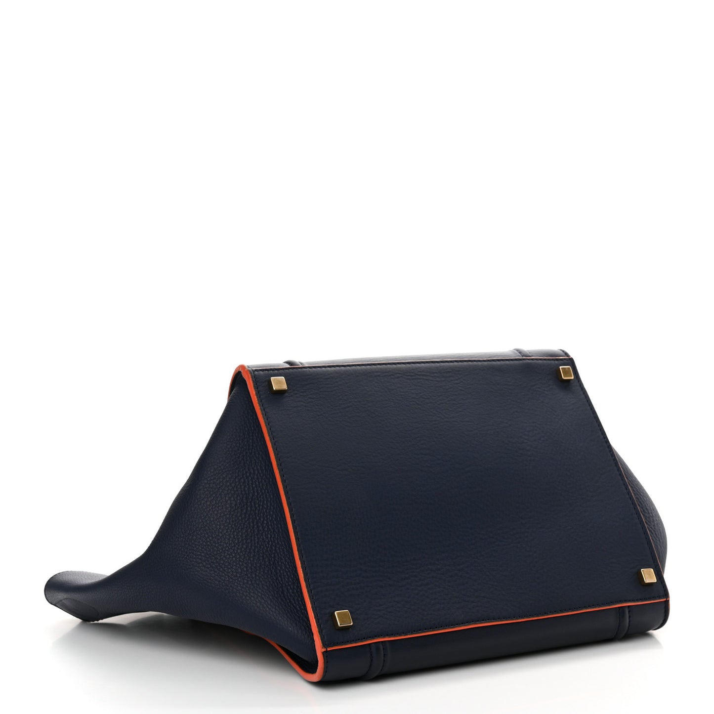 Supple Calfskin Large Phantom Luggage Navy Blue Orange