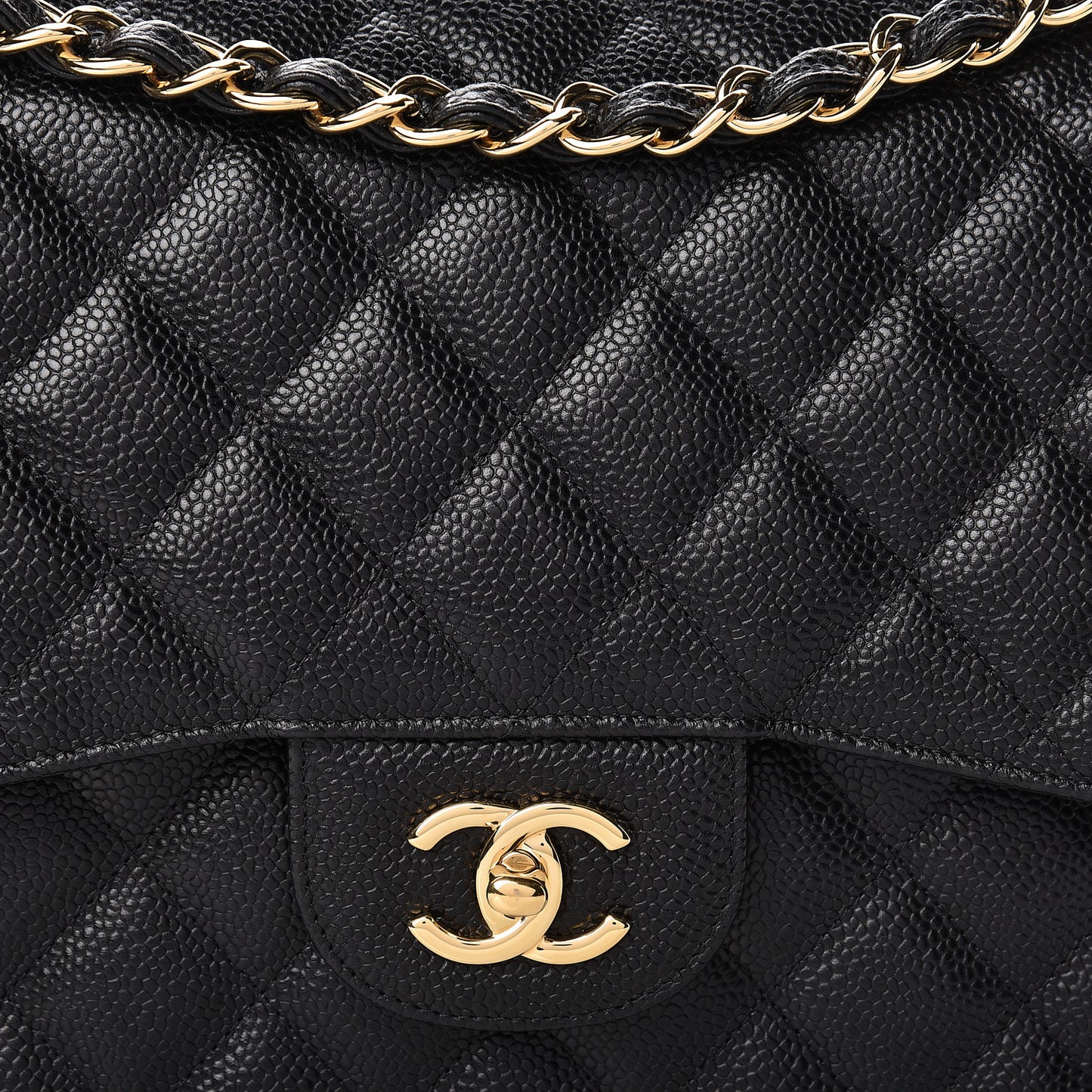 Caviar Quilted Jumbo Double Flap Black