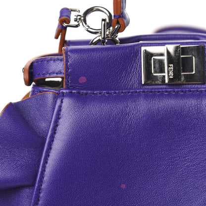 Fendi Shiny Nappa Waves Bi-Color Micro Peekaboo Iconic Satchel Purple Amber 10 of 11