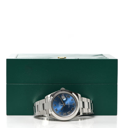 Rolex Stainless Steel 41mm Oyster Perpetual Datejust Watch Azzurro Blue Roman 126300 6 of 6