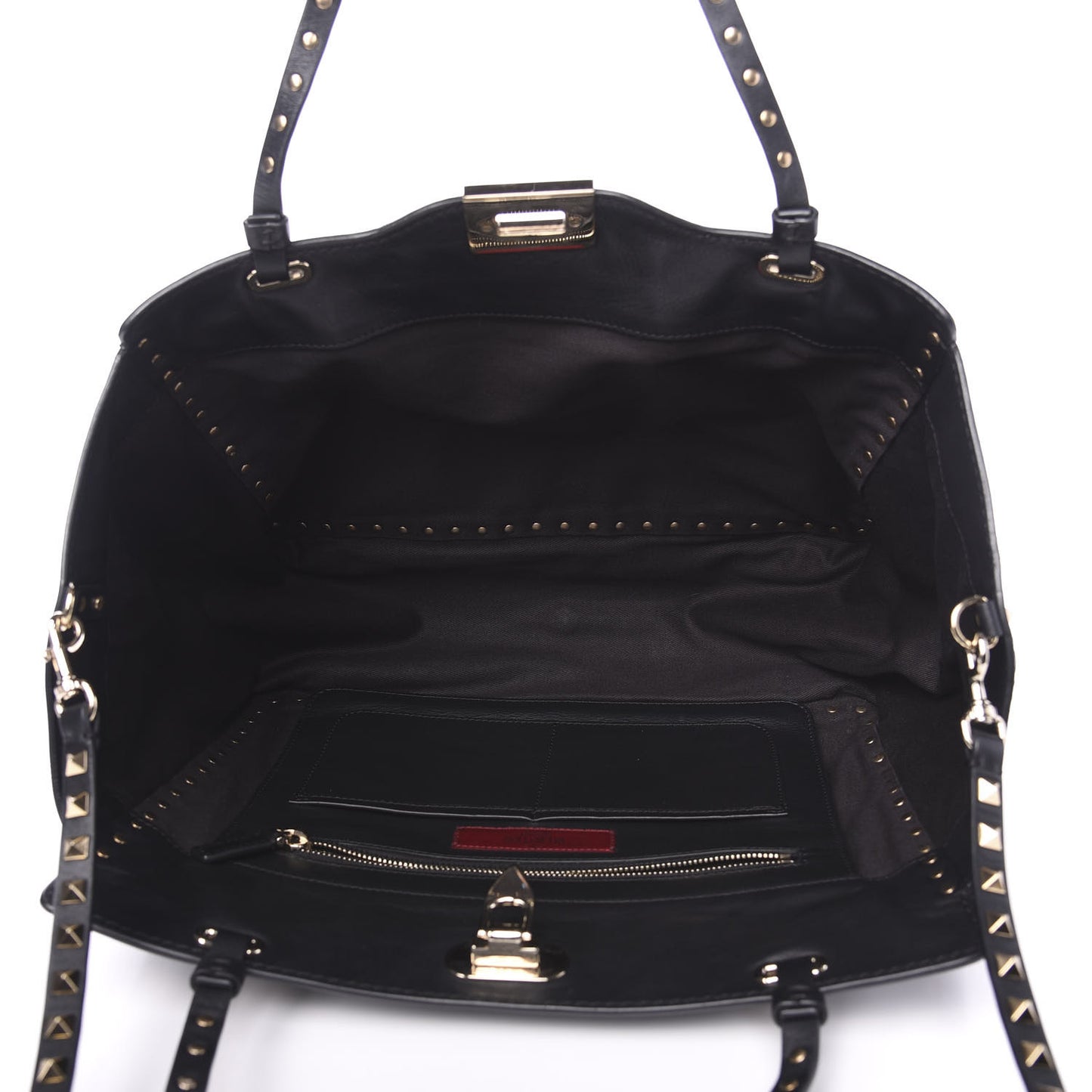 Vitello Medium Rockstud Tote Black