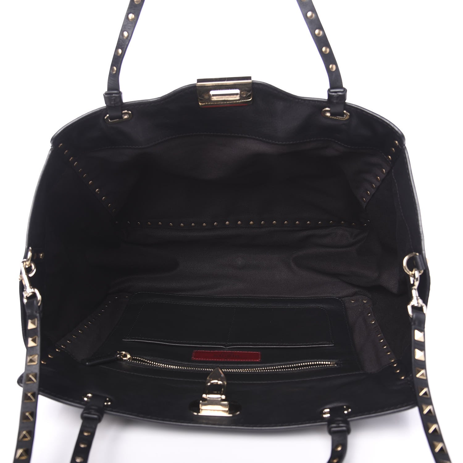 Valentino Garavani Vitello Medium Rockstud Tote Black 4 of 12