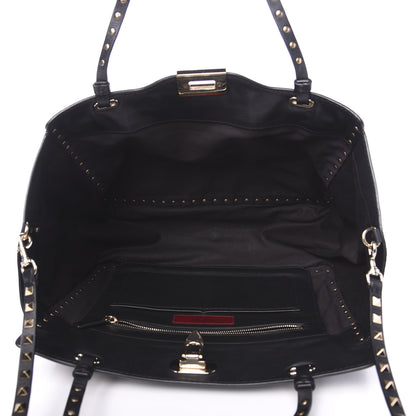 Valentino Garavani Vitello Medium Rockstud Tote Black 4 of 12