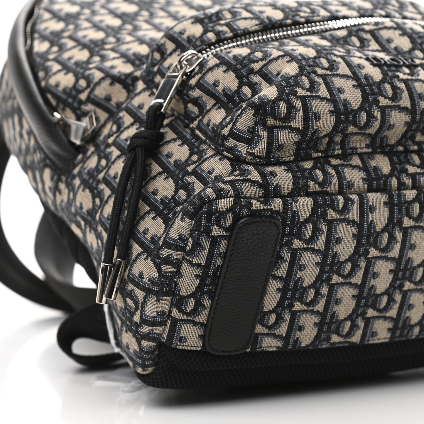 Oblique Calfskin Rider Backpack Beige Black