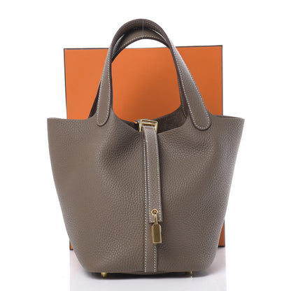 Hermes Taurillon Clemence Picotin Lock 18 PM Etoupe 11 of 11