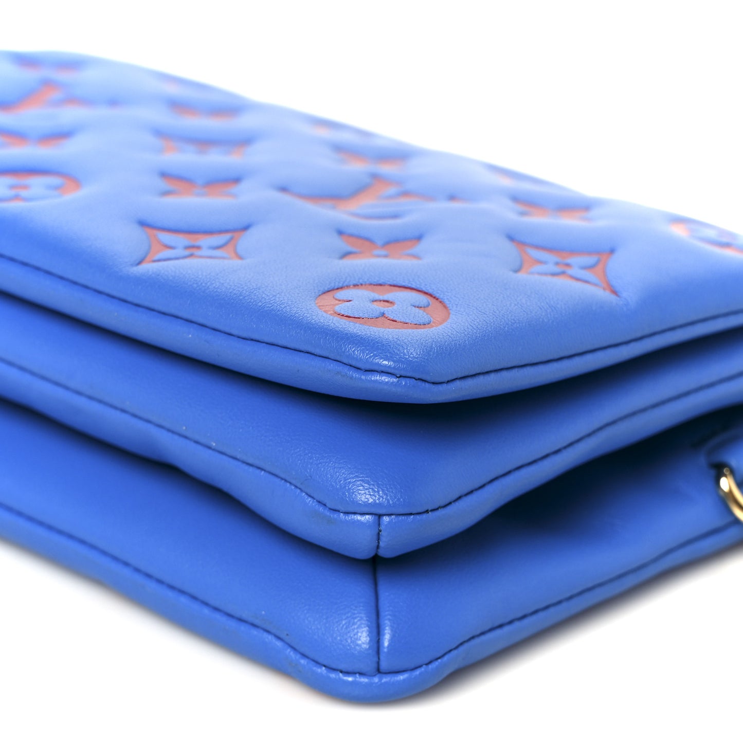 Lambskin Embossed Monogram Vuittamins Pochette Coussin Blue Red