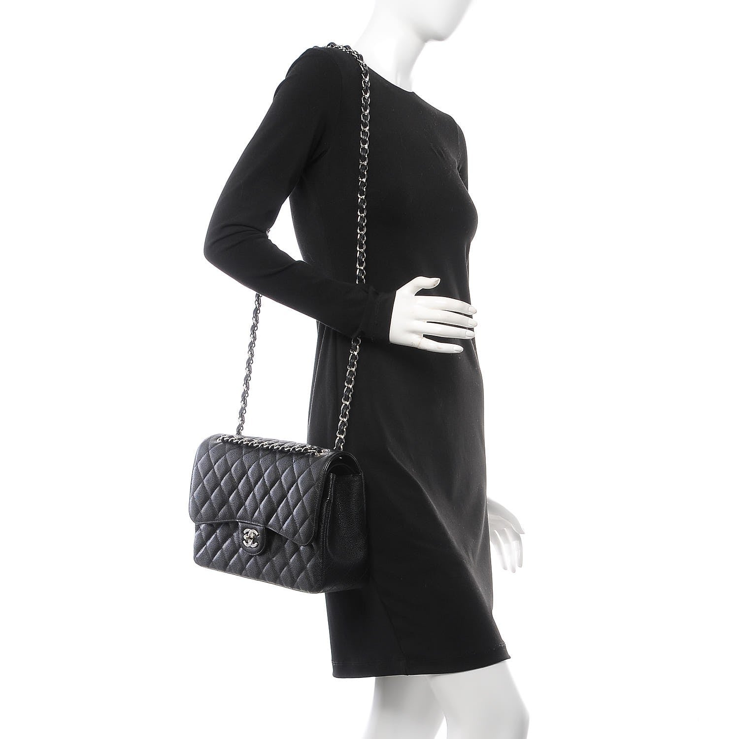 Chanel Caviar Quilted Jumbo Double Flap Black 3 of 9
