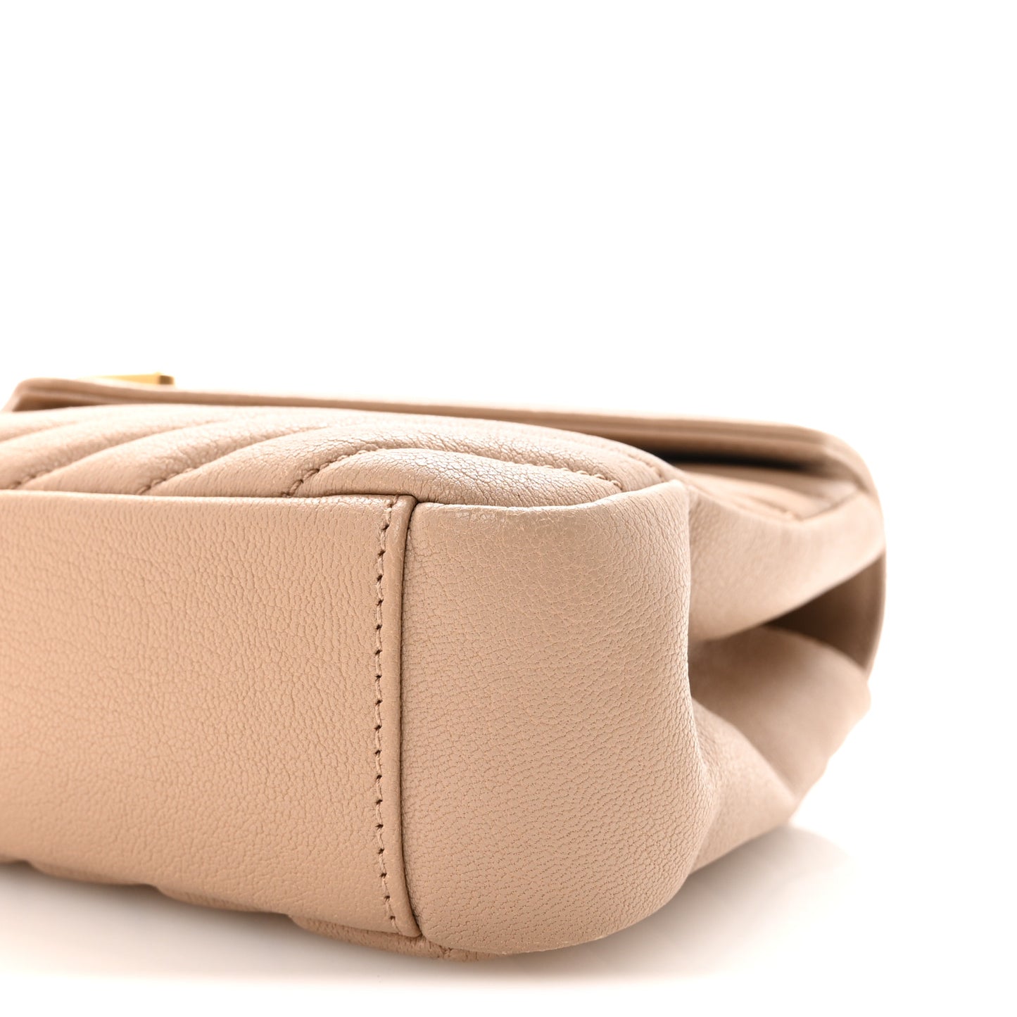 Sheepskin Matelasse Chevron Monogram Medium College Bag Dark Beige