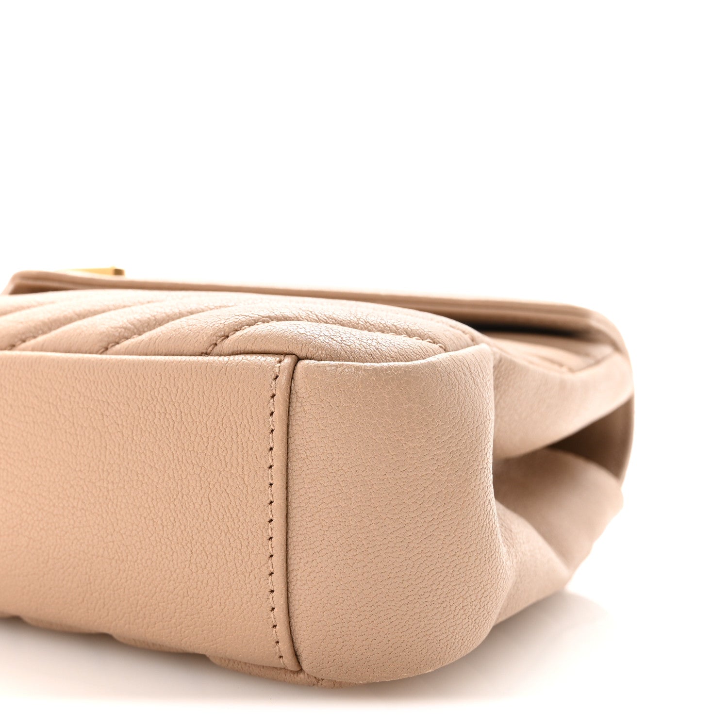 Saint Laurent Sheepskin Matelasse Chevron Monogram Medium College Bag Dark Beige 8 of 8