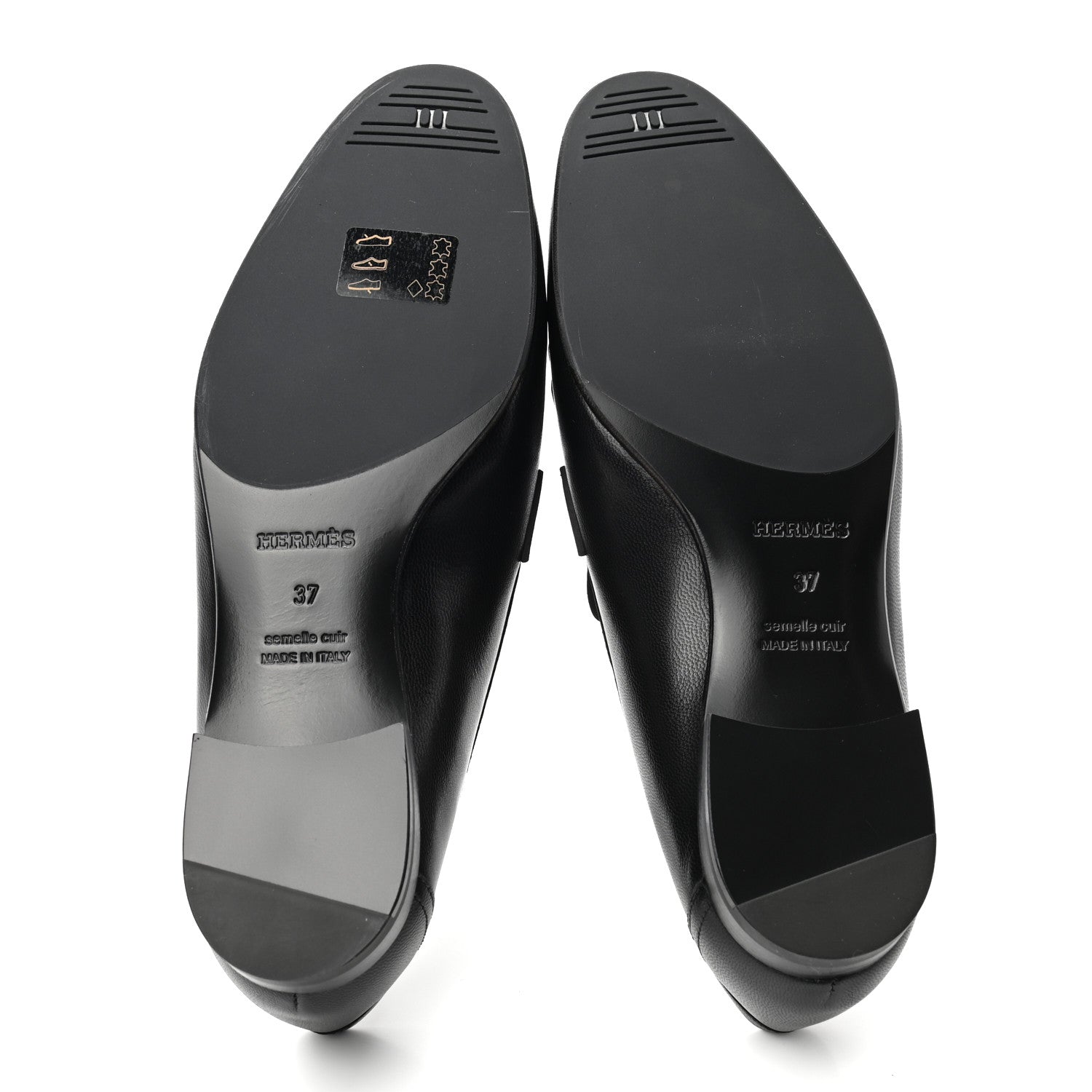Hermes Goatskin Womens Royal Loafers 37 Black 5 of 8