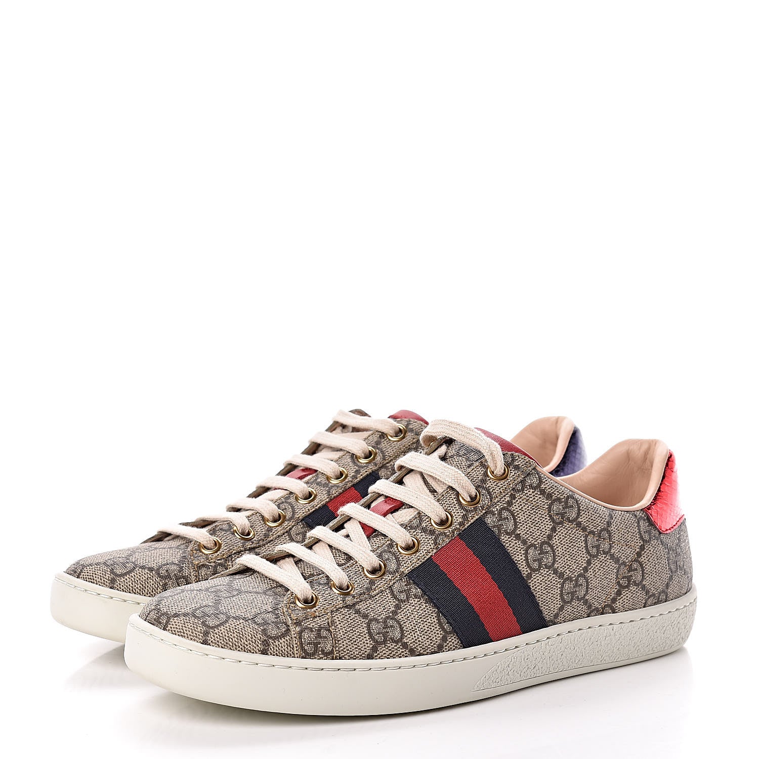 Gucci GG Supreme Monogram Womens Ace Low-Top Sneaker 37 Beige 3 of 13
