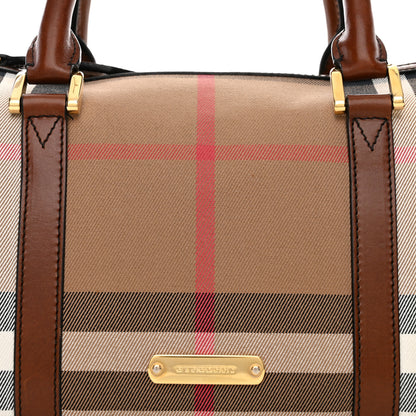 Burberry House Check Bridle Calfskin Small Bowling Bag Dark Tan 8 of 11