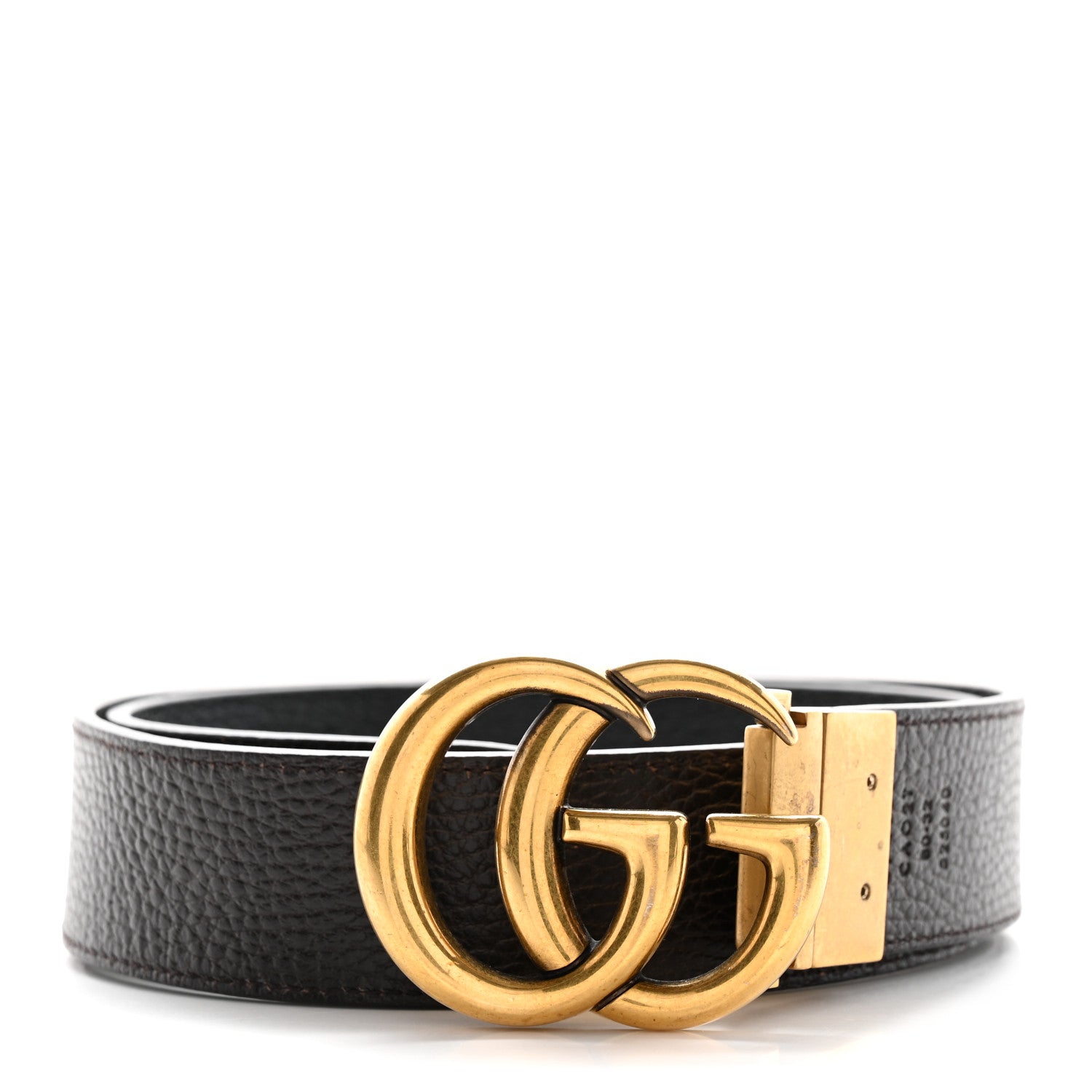 Gucci Calfskin Double G Reversible 37mm Belt 80 32 Black Cocoa 1 of 8