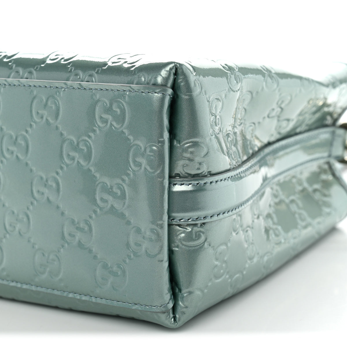 Patent GG Emblem Small Bucket Bag Light Blue