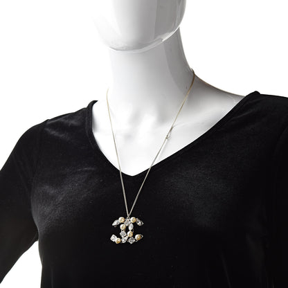 Chanel Pearl Crystal Baguette CC Pendant Necklace Gold 2 of 6