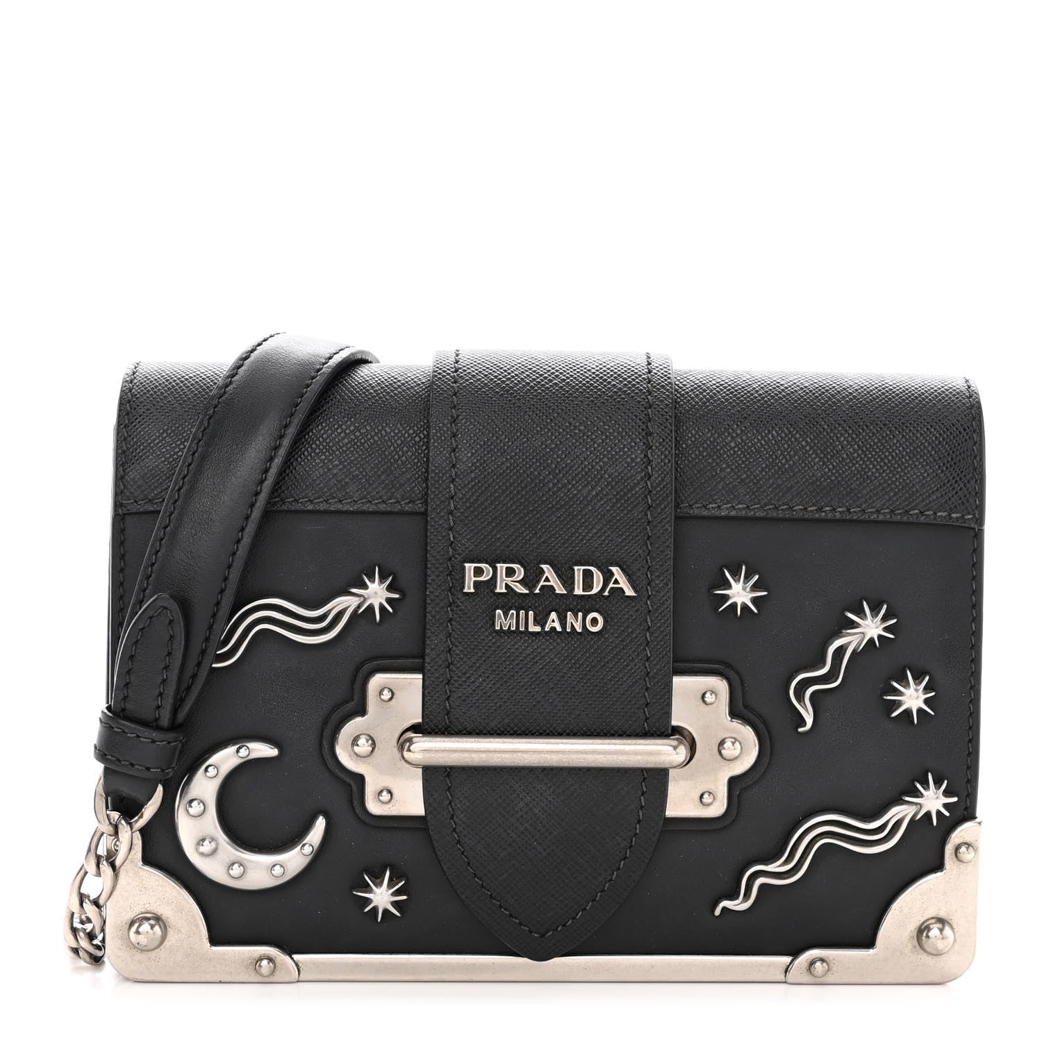Prada City Calf Saffiano Cahier Astrology Bag Black 1 of 10