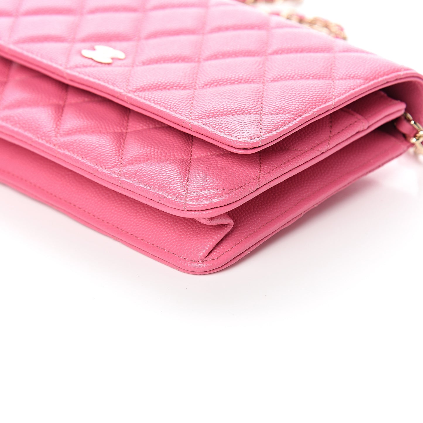 Caviar Quilted Wallet on Chain WOC Pink