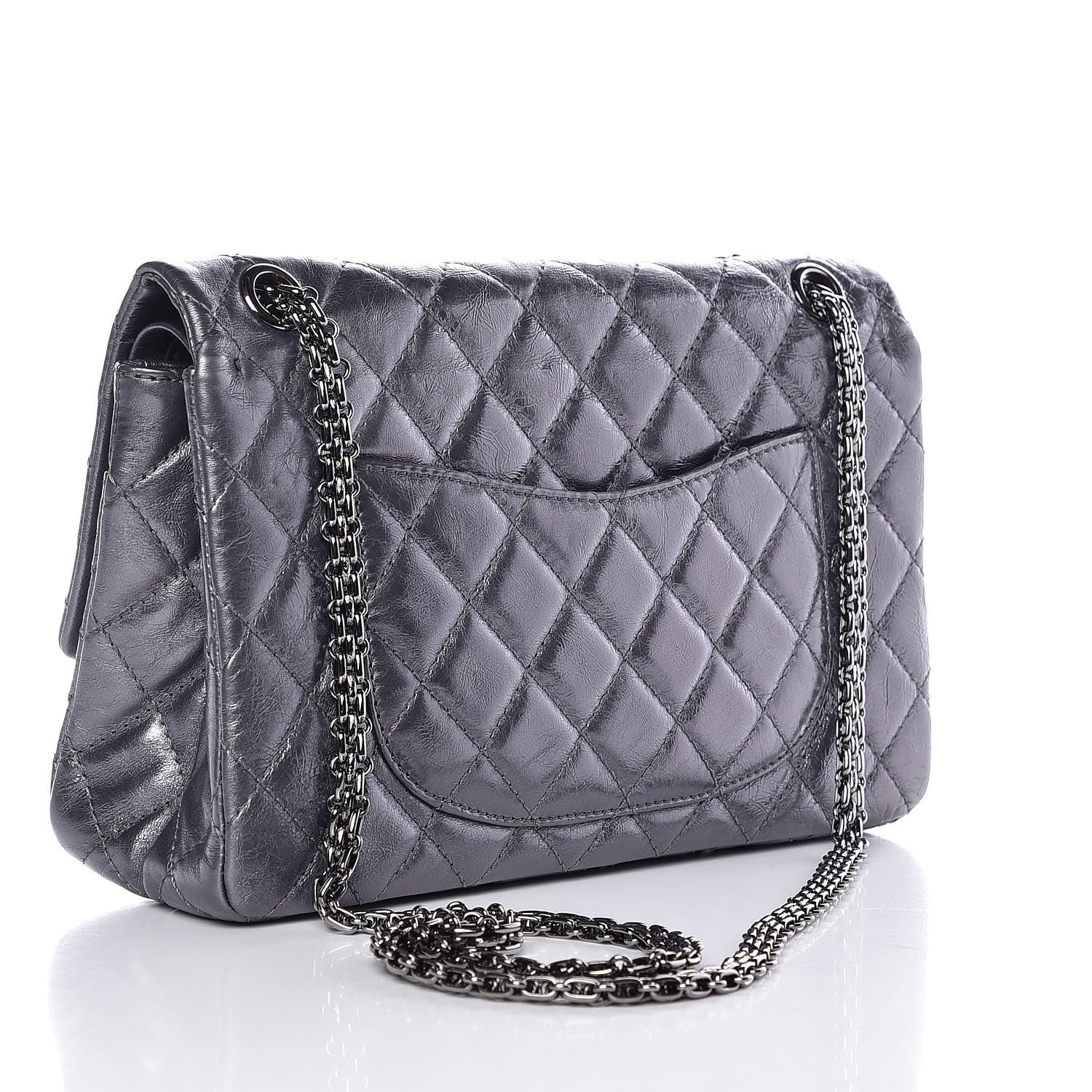 Chanel Metallic Aged Calfskin Quilted 2.55 Reissue 226 Flap Dark Silver 4 of 10