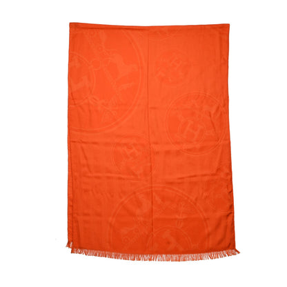 Hermes Cashmere Silk New Libris Stole Orange Vif 1 of 4