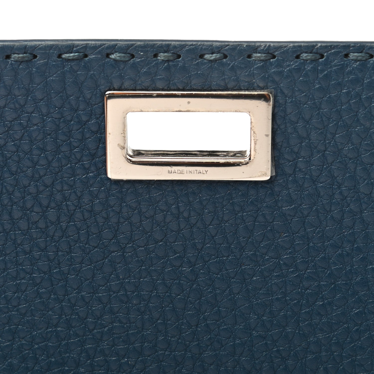 Fendi Cuoio Romano Selleria Mini Peekaboo Clutch Wallet Blue Notte 8 of 12