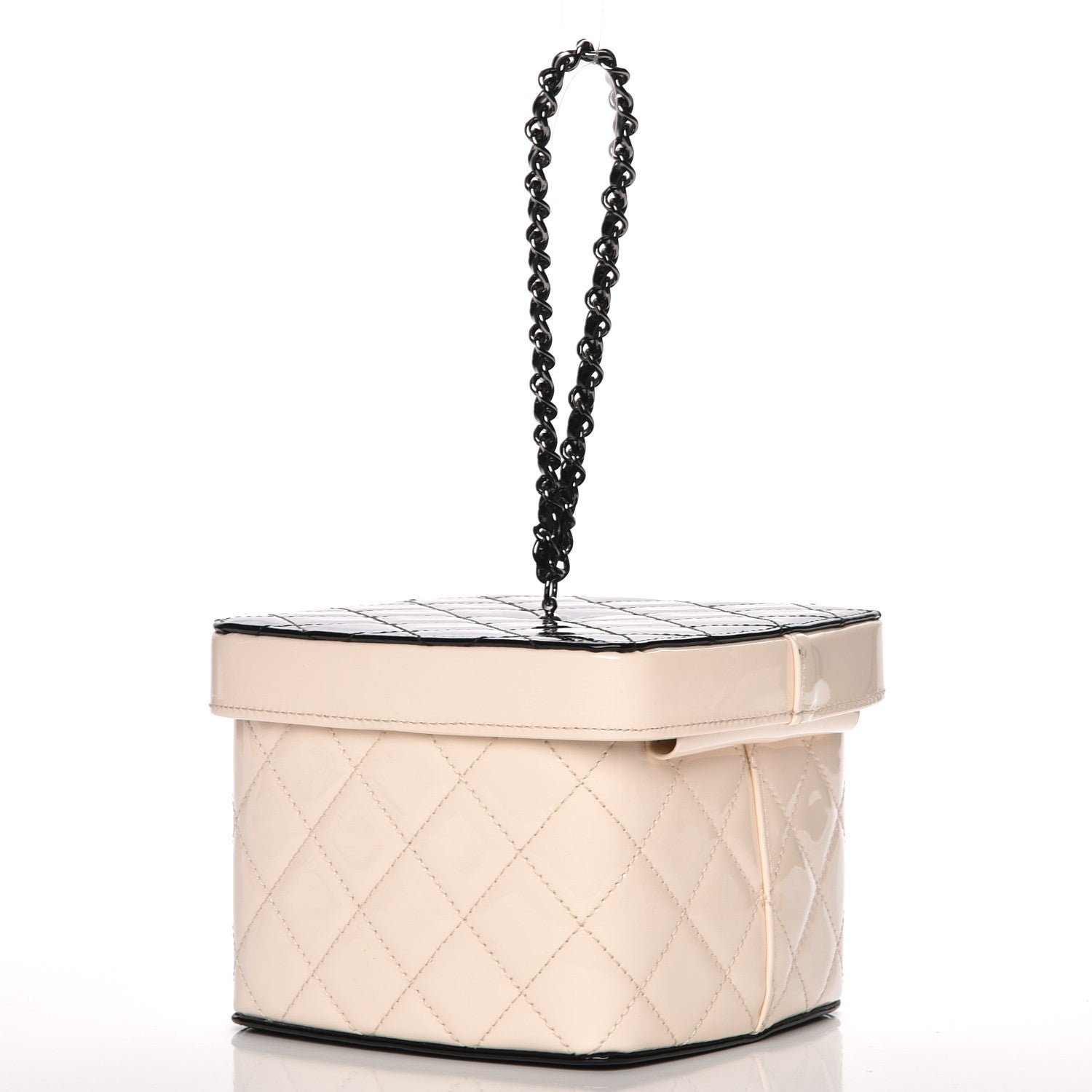 Chanel Patent Calfskin Minaudiere Vanity Case White Black 3 of 9