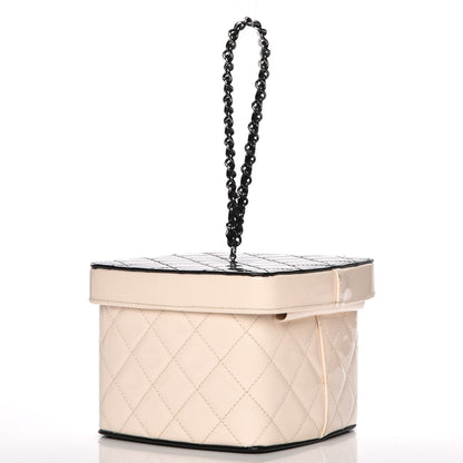 Chanel Patent Calfskin Minaudiere Vanity Case White Black 3 of 9