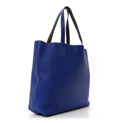 Hermes Taurillon Clemence Double Sens 36 Reversible Tote Graphite Bleu Electrique 4 of 15