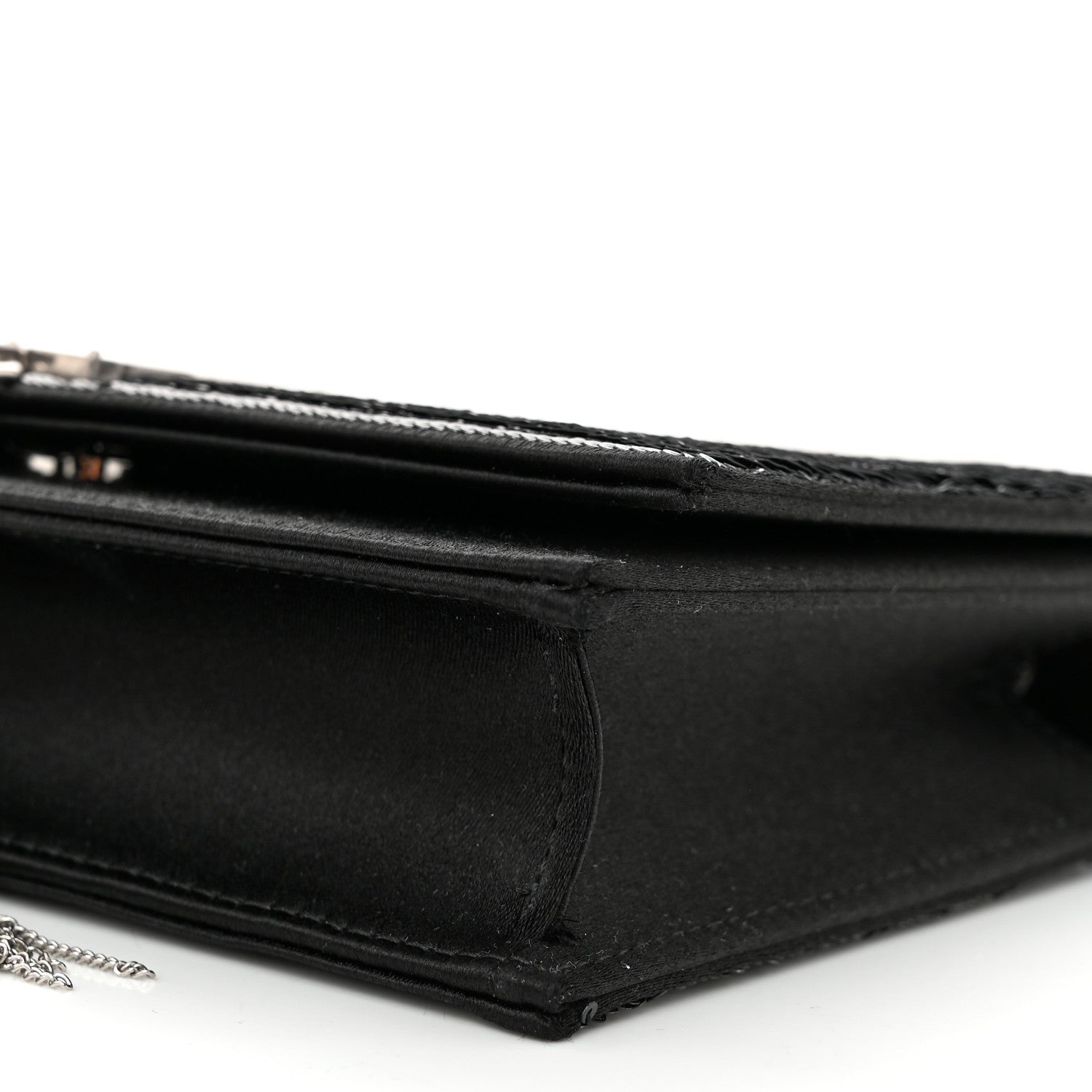 Saint Laurent Satin Sequins Classic Monogram Kate Tassel Chain Wallet Black 9 of 9