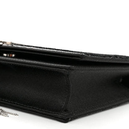 Saint Laurent Satin Sequins Classic Monogram Kate Tassel Chain Wallet Black 9 of 9