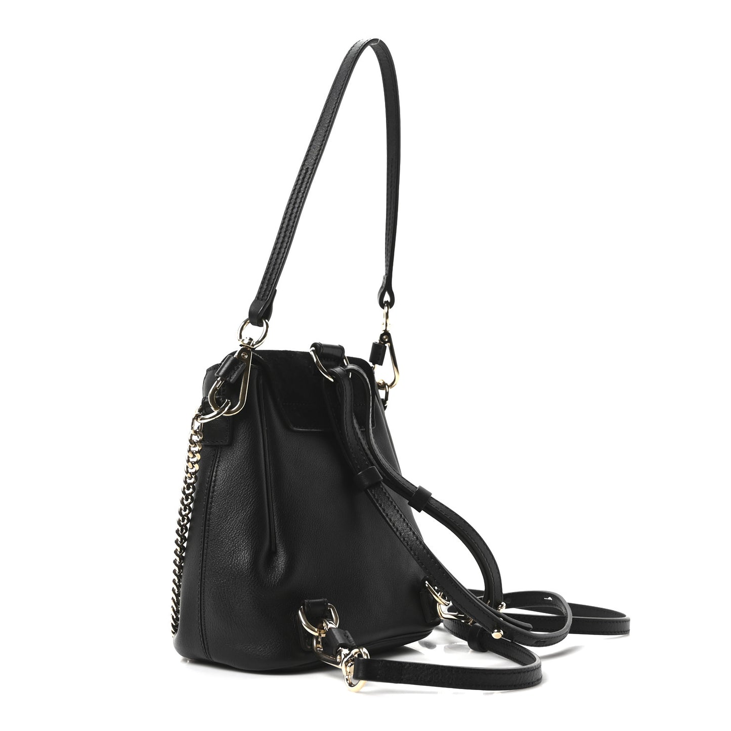 Suede Calfskin Mini Faye Backpack Black