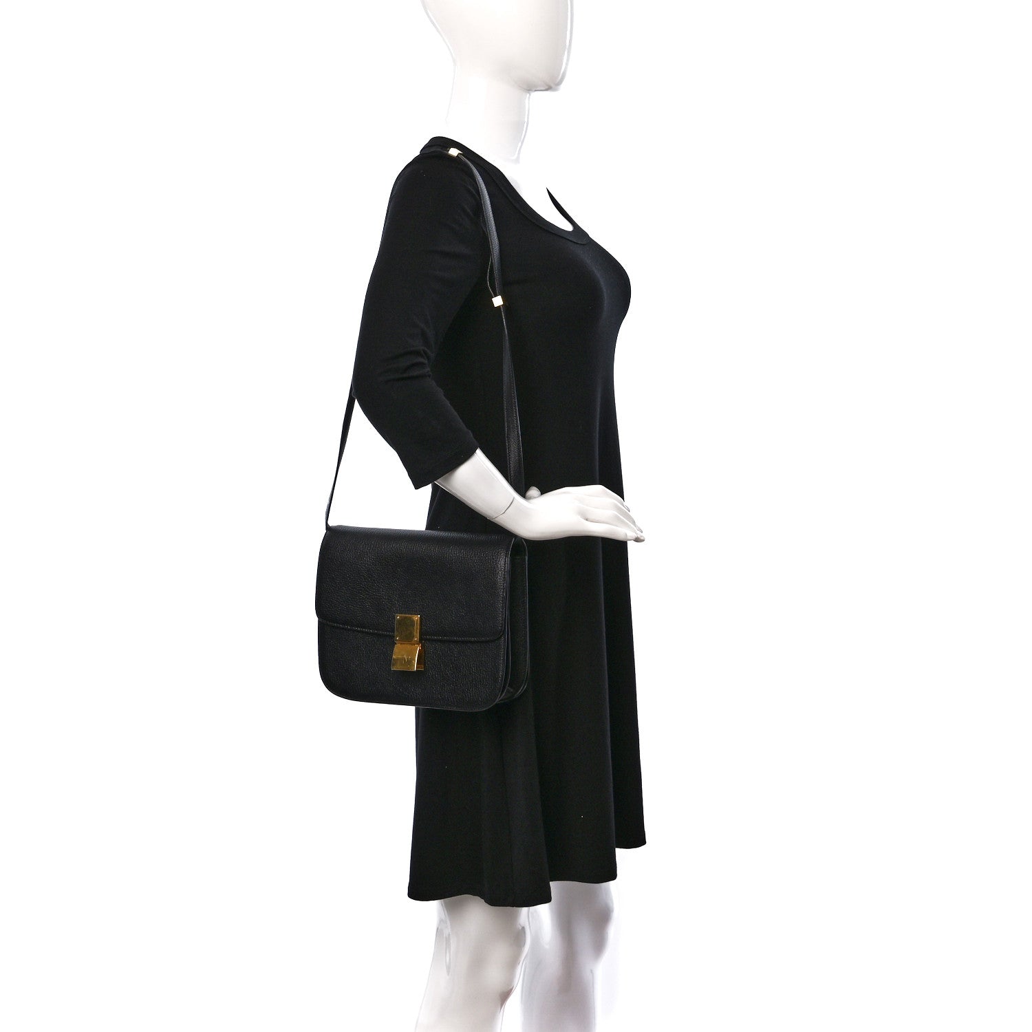 Celine Goatskin Medium Classic Box Flap Bag Black 2 of 14
