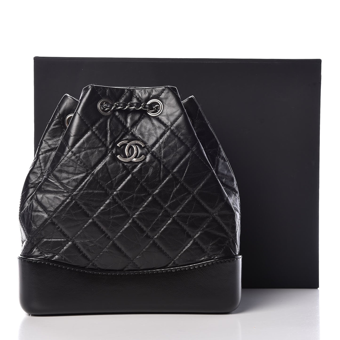 Aged Calfskin Quilted Small Gabrielle Backpack Black