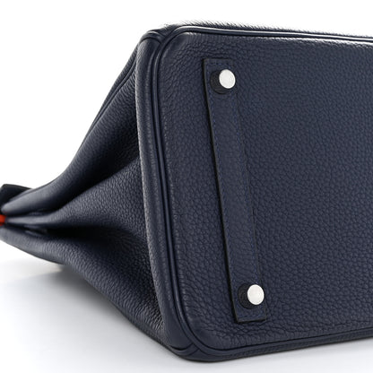 Hermes Togo Birkin Verso 30 Bleu Nuit Orange Poppy 8 of 11